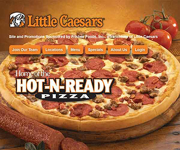 screenprint image of Little Caesars' Hot-N-Ready Pizza website